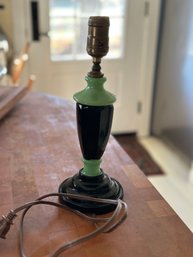 Rare Vintage HouzeX Black Jadeite Green Table Lamp