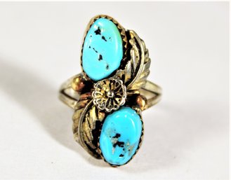 Vintage Sterling Silver Turquoise Native American Southwestern Ring Size 6