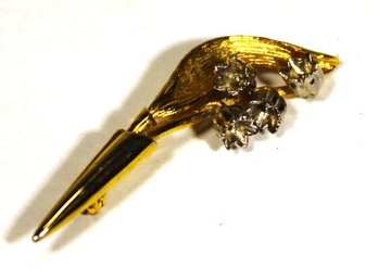 Fine Gold Tone Silver Tone Lily Of The Valley Brooch