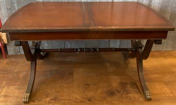 Antique Coffee Table With Sliding Top & Copper Tray