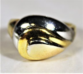 Sterling Silver Gold Wash 1980s Moderne Ring Size 9