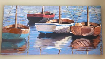 Pier 1 Boats On The Water Colorfully Wall Canvas