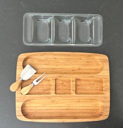 Bamboo Cheese Try & Acrylic Server