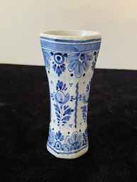 Vintage Delft Blue Ceramic Vase