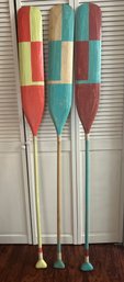 Nautical Decor - Set Of Three Painted Wooden Oars      Den