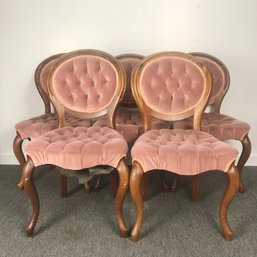 Set Of Five Balloon Back Tufted Chairs