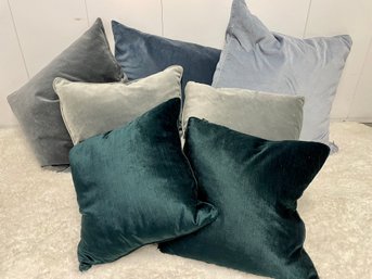 Seven Teal, Sea-foam Green & Pale Blue Velvet Throw Pillows