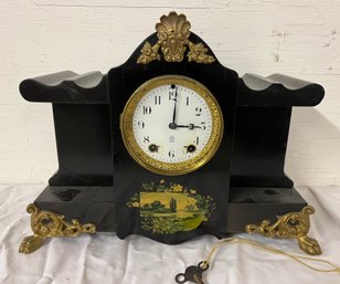 Seth Thomas Ormolu Mounted Wooden Mantle Clock