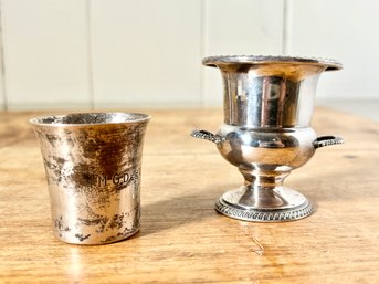 Sterling Silver Egg Cup And Shot Glass