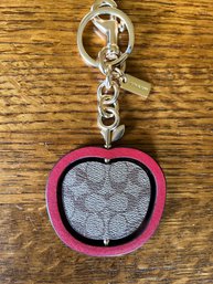 Coach Key Chain - Apple Shaped With Signature Canvas