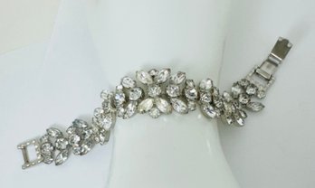 PRETTY VINTAGE ROUND AND MARQUISE SHAPED WHITE RHINESTONE BRACELET