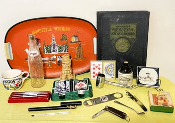 Klein Knife, Pepsi Bottle, Cards, German Probes, Houze Art Glass, Large Wyoming Tray, '71 Paula Figure  & More