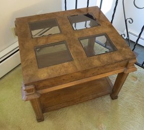 MCM Era Side Table Or End Table W/4 Rectangular Beveled Glass Inserts.