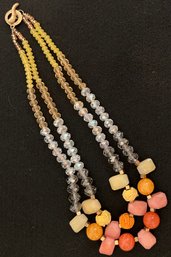 Vintage Jewelry Lot 1 - Candy Color Glass Metal Plastic Necklace - Tassel Necklace - Bracelet - Red Tones