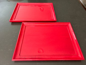 Two Wood Lacquered Trays