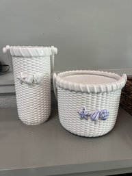 Set Of 2 Ceramic Nantucket Home Baskets