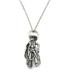 Vintage Sterling Silver Cowboy Pendant Necklace