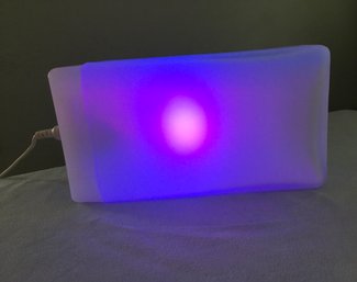 (2 OF 2)VINTAGE MODERN MATHOS MOBILES COLOR CHANGING GLASS BRICK LIGHT LAMP, RECHARGEABLE