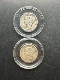 2 Mercury Dimes 1942, 1942-D