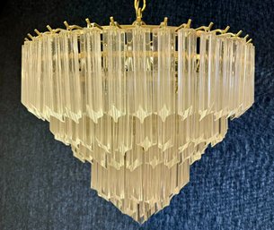 A Vintage Camer - Venini Murano Triedri Glass Chandelier