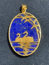 14K Gold And Lapis Pendant