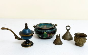 Vintage Chinese Cloisonne And Brass