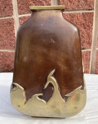 Large Vintage Solid Bronze Abstract Vase- Artist Signed