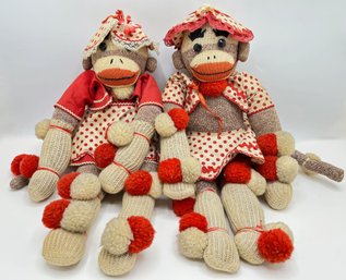 2 Vintage Sock Monkey Sisters