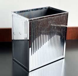 Mid Century Modern Mirrored Chrome Trash Can / Waste Bin