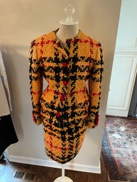 Gorgeous Bill Blass 2 Piece Wool Multicolor Women's Business Suit