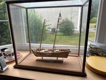 Wood Sailboat Under Glass