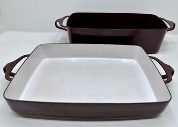 2 Vintage Dansk Enameled Iron Casserole Dishes, France