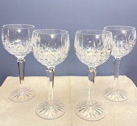 Four Waterford Crystal Lismore Hock Wine Glasses- Lot 1