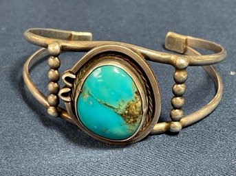 Exceptional Signed George Clark Turquoise Cuff Bracelet