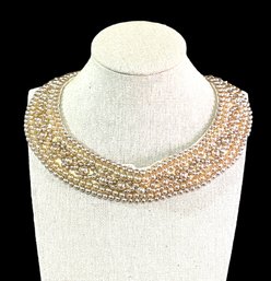 Vintage Pearl Color Beaded Collar Necklace