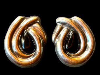 Chunky Vintage Taxco 925 Sterling Silver Onyx Earrings - Signed