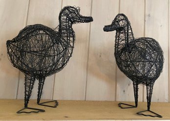 Pair Of Metal Wrapped Ducks