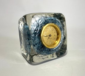 Glass Ice Block Desk Clock