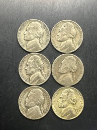 6 Silver War Nickels Miscellaneous Dates