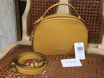 Brand New $328 COACH Yellow Pebble Grain Yellow Leather Satchel - SERENA Model - With Tags & Strap - NEW NEW !