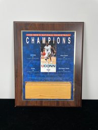 1999 NCAA Men's National Basketball Plaque With Piece Of Flooring From The Game