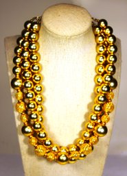 Fine Gold Tone Multi Strand Beaded Necklace