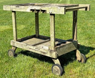 A Fab Weathered Teak Outdoor Bar Cart - Solid!