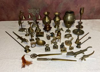 Lot Of Various Vintage Chinese Brass Objects