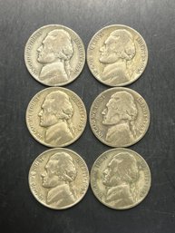 6 Silver War Nickels Miscellaneous Dates