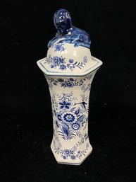 Blue And White Dutch Lidded Vase Holland