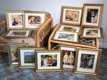 Large Group Of Prints Of Master Works - Van Gogh / Renoir - Display As Is Or Just Use The Frames - NICE !