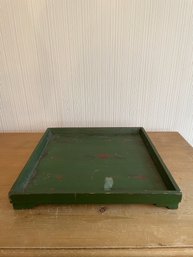 Pottery Barn Square Wood Serving Tray - Painted Green - No Handles