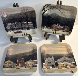 4 Norman Rockwell Mainstreet Stockbridge Plates