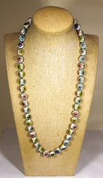 Vintage 1980s Chinese Enamel Cloisonne Beaded Necklace W Flowers